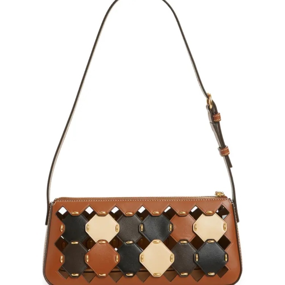 Tory Burch McGraw Die Cut Leather Wedge Hippie BOHO Shoulder Bag::RARE::NWT:: - Picture 4 of 14